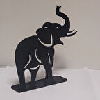 Hortum Yukarı – Metal Fil Masa Figürü (17 x 16,5 x 4,3 cm)