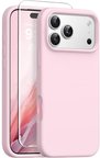 iPhone 17 PRO MAX - (2'Li Set) • Silikon Yumuşak Kadife Kılıf • 9H Temperli Cam Koruyucu