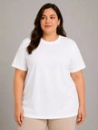 Battal Big Size Basic Tişört Bisiklet Yaka Rahat Kalıp T-Shirt - Beyaz