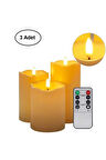 Alevsiz Titreyen LED Mum Büyük Boy 3lü Set Kumandalı