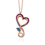 STİLLOVE Gümüş Rose Kalpli Kelebek Kadın Kolye