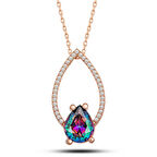 STİLLOVE Gümüş Rose Mistik Topaz Taşlı Damla Kadın Kolye