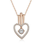 STİLLOVE Gümüş Rose Kalpli Tek Taş Kadın Kolye