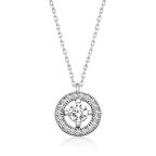 STİLLOVE Gümüş Minimal Yuvarlak Tektaş Kadın Kolye