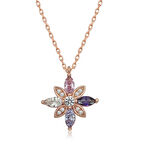 STİLLOVE Gümüş Rose Mix Taşlı Umut Çiçeği Kolye