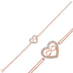 STİLLOVE Gümüş Rose Kalp Sonsuzluk Kadın Bileklik
