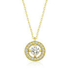 STİLLOVE Gümüş Gold Minimal Yuvarlak Tektaş Kadın Kolye