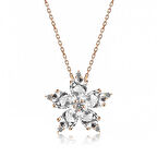 STİLLOVE Gümüş Rose Beyaz Kamelya Çiçeği Kolye