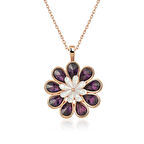 STİLLOVE Gümüş Rose Erguvan Çiçeği Kolye