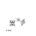 STİLLOVE Gümüş Kare Tek Taş Zirkon Küpe - 4 mm
