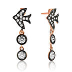 STİLLOVE Gümüş Rose Zincirli Kırlangıç Küpe