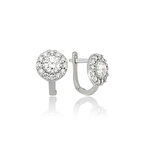 STİLLOVE Gümüş Beyaz Yuvarlak Küpe