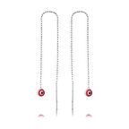 STİLLOVE Gümüş Zincirli Pembe Nazar Küpe