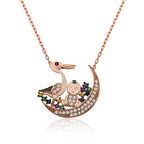 STİLLOVE Gümüş Leylek Ve Bebek Kadın Kolye