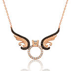 STİLLOVE Gümüş Rose Tek Taş Melek Kadın Kolye