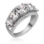 STİLLOVE Gümüş Süzme 5 Taş Kadın Yüzük