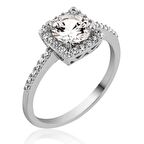 STİLLOVE Gümüş Kare Tek Taş Kadın Yüzük