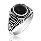 STİLLOVE Gümüş Siyah Taşlı Erkek Yüzük