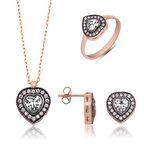 STİLLOVE Gümüş Elmas Montür Kalpli Kadın Set