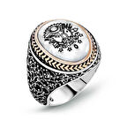 STİLLOVE Gümüş Osmanlı Devlet Armalı Sedef Erkek Yüzük