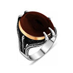 STİLLOVE Gümüş Akik Taşlı Kartal Pençesi Erkek Yüzük