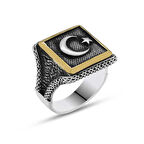 STİLLOVE Gümüş Türk Bayrağı Ay Yıldız Erkek Yüzük