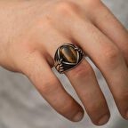 STİLLOVE Gümüş Kaplangözü Taşlı İşlemeli Erkek Yüzük