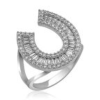 STİLLOVE Gümüş Trapez Taşlı Kadın Yüzük