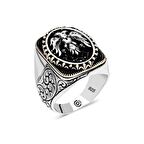 STİLLOVE Gümüş Çift Başlı Kartal Oval Erkek Yüzük