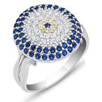 STİLLOVE Gümüş Yuvarlak Nazarlı Kadın Yüzük