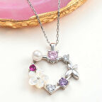 STİLLOVE Gümüş Kalp Manolya Çiçeği Kelebek Kadın Kolye