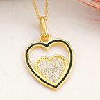 STİLLOVE Gümüş Gold Kalp Kadın Kolye