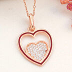 STİLLOVE Gümüş Rose Kalp Kadın Kolye