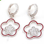 STİLLOVE ​Gümüş Sallantılı Çiçek Desenli Kadın Küpe