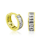 STİLLOVE ​Gümüş Gold Baget Taşlı Halka Küpe