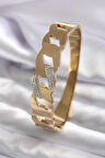 STİLLOVE 316L Çelik Gold Renk Zincir Model Zirkon Taş Detay Kadın Kelepçe