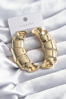STİLLOVE Pirinç Gold Renk Kruvasan Model Kadın Küpe