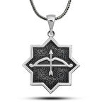 STİLLOVE ​Gümüş Ok Yay İşlemeli Sekizgen Tasarım Kolye