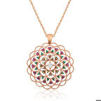 STİLLOVE Gümüş Rose Geometrik Desenli Madalyon Kolye