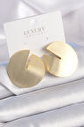 STİLLOVE Pirinç Gold Renk Daire Plaka Model Kadın Küpe