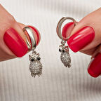 STİLLOVE Gümüş Sallantılı Baykuş Kadın Küpe