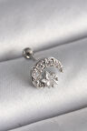 STİLLOVE 316L Çelik Gümüş Renk Zirkon Taşlı Ay Yıldız Tragus Piercing