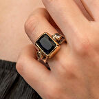 Gümüş Koyu Lacivert Zirkon Taşlı Otantik Kadın Yüzük SL11761