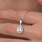 Gümüş Damla Beyaz Zirkon Taşlı Kadın Kolye SL12654