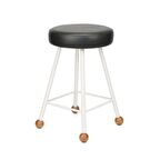 Tabure Ahşap Deri Döşemeli Metal Ayaklı – 47cm