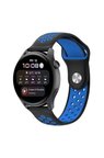 Watch 22mm Spor Delikli Kordon - Siyah-Mavi