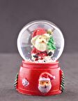 Yeni Yıl Hediyesi Dekoratif Noel Baba ve Çam Ağacı Temalı Mini Boy Işıklı  Yılbaşı Kar Küresi 6.5 cm