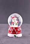 Yeni Yıl Hediyesi Dekoratif Noel Baba ve Kardan Adam Temalı Işıklı Yılbaşı Kar Küresi 6.5 cm