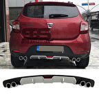 Dacia Sandero Difüzör Arka Tampon Eki 4 Egzoz Çıkışlı Gri