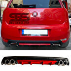 Fiat Punto Difüzör Arka Tampon Eki 4 Egzoz Çıkışlı Kırmızı Lüx Tip